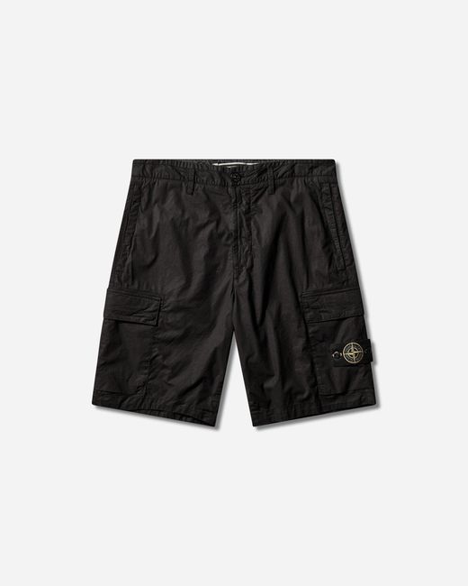 Stone Island Black Men S Stretch Cotton Tela Paracadute Cargo Shorts for men