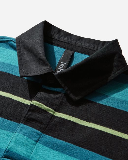 No Problemo Blue Striped Longsleeve Rugby Shirt Aqua for men
