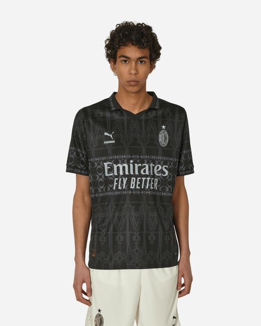 PUMA Black Ac Milan X Pleasures Jersey T-shirt Replica / Asphalt for men