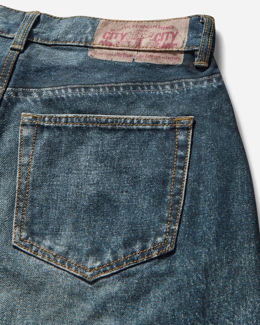 A Bathing Ape Blue Men S Fake Print Sta Denim Pants Light Indigo for men