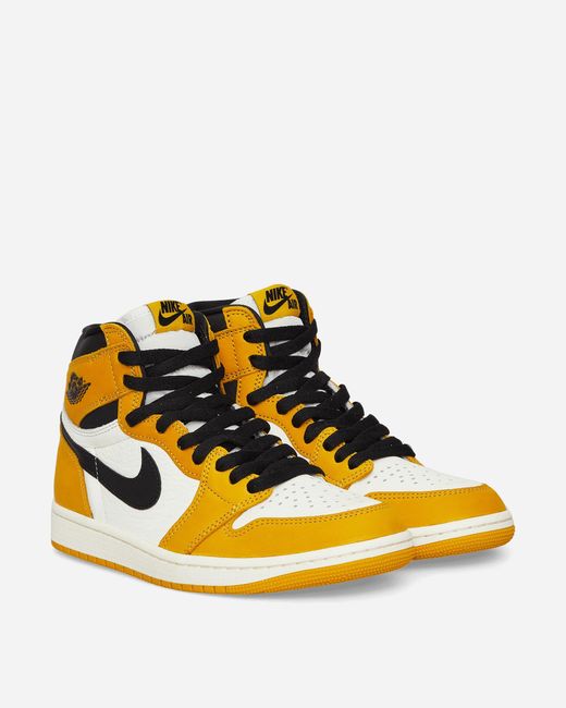 Nike Yellow Air 1 High Brand-embroidered Leather High-top Trainers for men