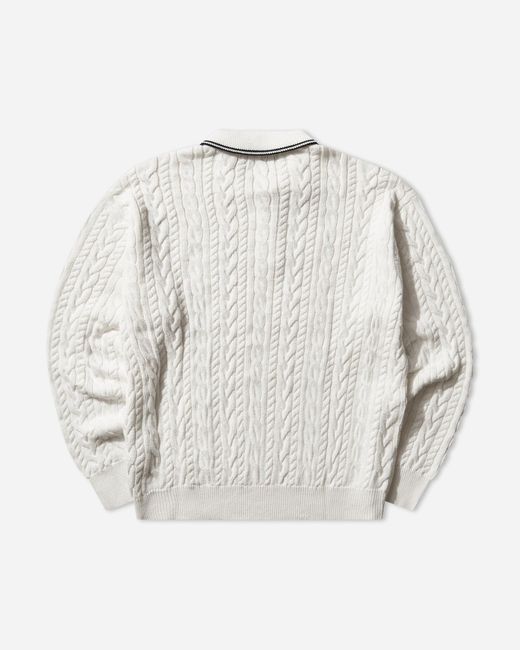 Polo Ralph Lauren White Men S Relaxed Fit Cable-knit Polo Jumper Trophy Cream for men