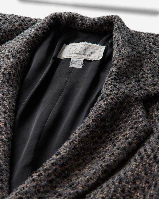 ERL Black Textured Wool Overcoat for men