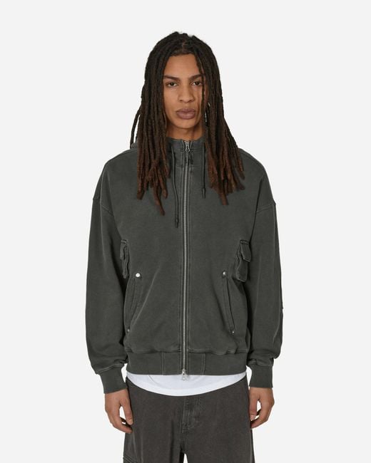 UNAFFECTED Gray Dyed 4p Zip-up Hoodie Charcoal for men