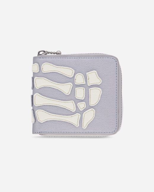 Kapital White Thumb Up Bone Band Zip Wallet Silver for men