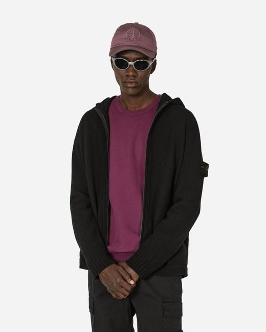 Stone Island Red Zip Up Hooded Sweater for men