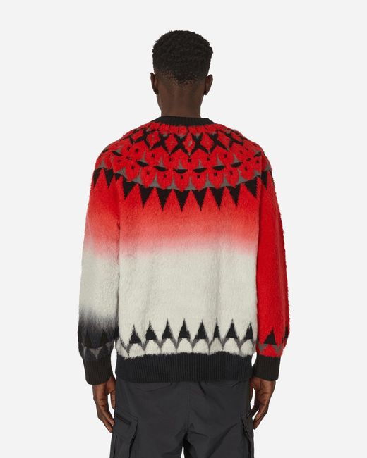 Sacai Red Jacquard Knit Sweater for men