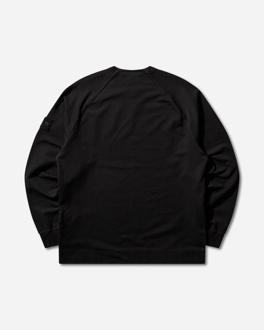 Stone Island Black Men S Ghost Cotton Stretch Fleece Crewneck Sweatshirt for men