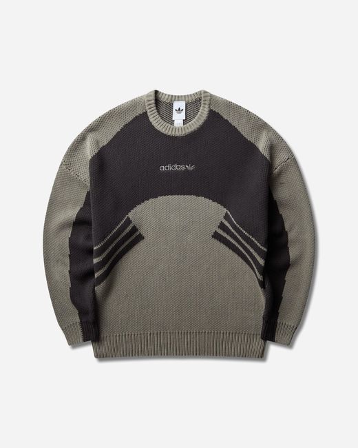 Adidas Gray Men S Munich 93 Crewneck Sweater Silver Pebble / Utility Black for men