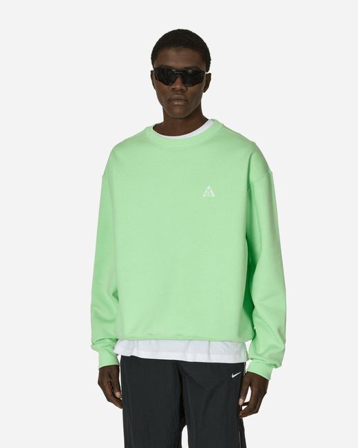 Nike Acg Therma-fit Fleece Crewneck Sweatshirt Vapor Green for men
