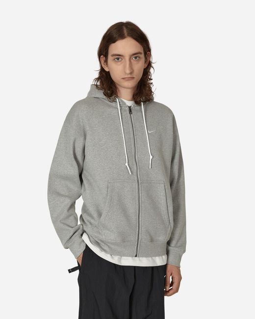 Nike Solo Swoosh Full-zip Hooded Sweatshirt Grey in Gray for Men | Lyst