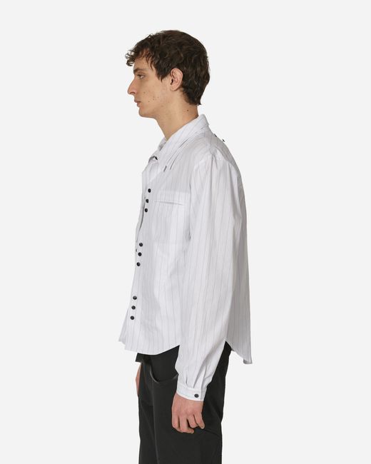 Kiko Kostadinov White Tonino Shirt Jacket Wide Beige Stripe for men