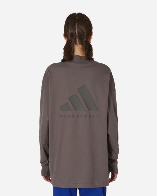 Adidas Brown Basketball Longsleeve T-shirt Charcoal