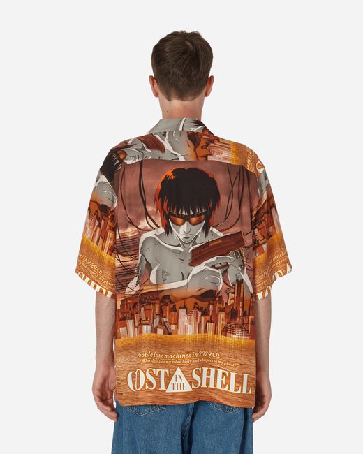 Wacko Maria Ghost In The Shell Hawaiian Shirt (type-1) in Orange