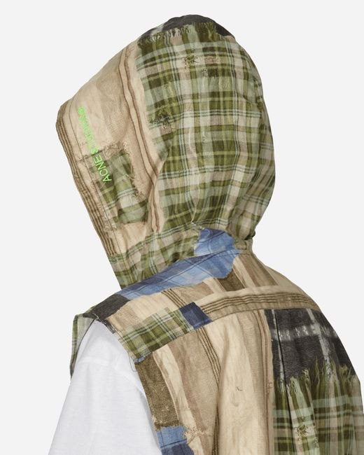 Acne Green Printed Sleeveless Hooded Jacket for men