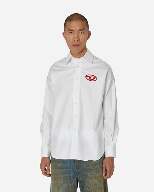 DIESEL White Oval D Embroidery Poplin Shirt for men