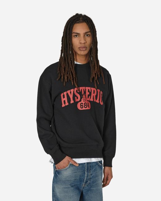 Hysteric Glamour Black Evil College Crewneck Sweatshirt for men