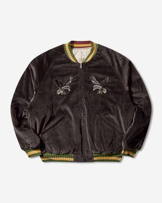 Kapital Black Men S Velveteen Souvenir Jacket (raven And Skull) for men