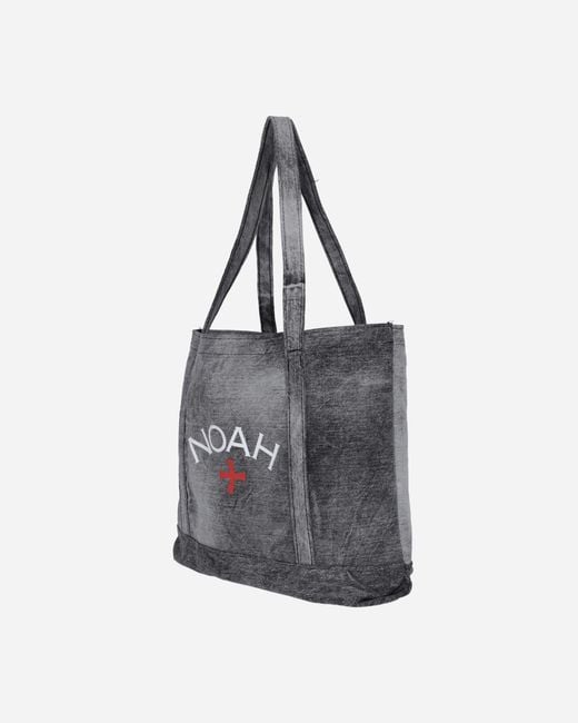 Noah NYC Gray Denim Core Logo Tote Bag Acid Wash for men