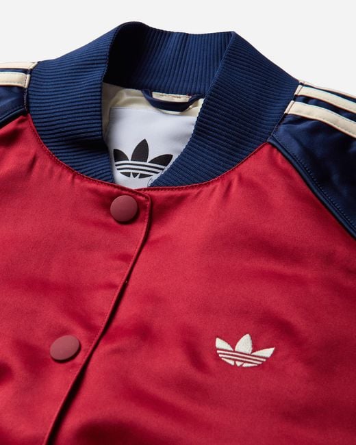 Adidas Red S Satin Sst Bomber Jacket Team Victory Night Warm Vanilla