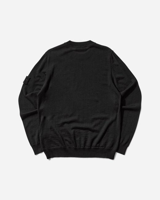 Stone Island Black Men S Ghost Light Pure Rws Wool Crewneck Sweater for men