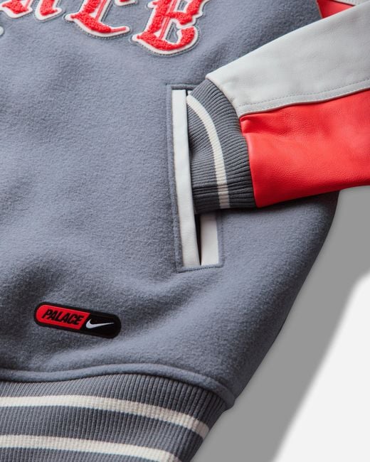 Nike Gray England X Palace Varsity Jacket Cool Bright Crimson for men