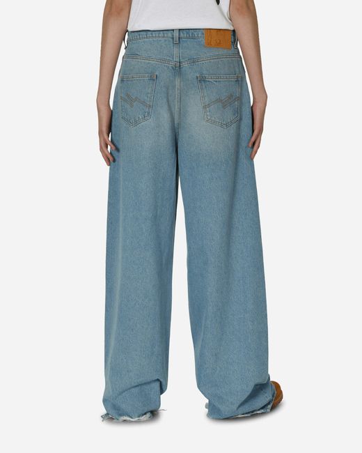 Martine Rose Blue Extended Wide Leg Jeans Bleached Wash