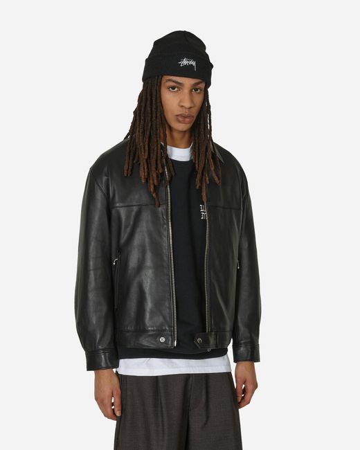 Wacko Maria Black Single Riders Leather Jacket (type-2) for men
