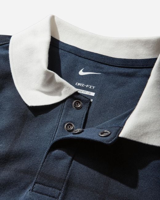 Nike Blue Men S Dri-fit Loose Longsleeve Golf Polo Midnight Navy / Sail for men