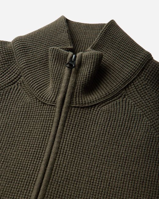 C P Company Green Men S Waffle Knit Cotton Zip Lens Cardigan Ivy for men