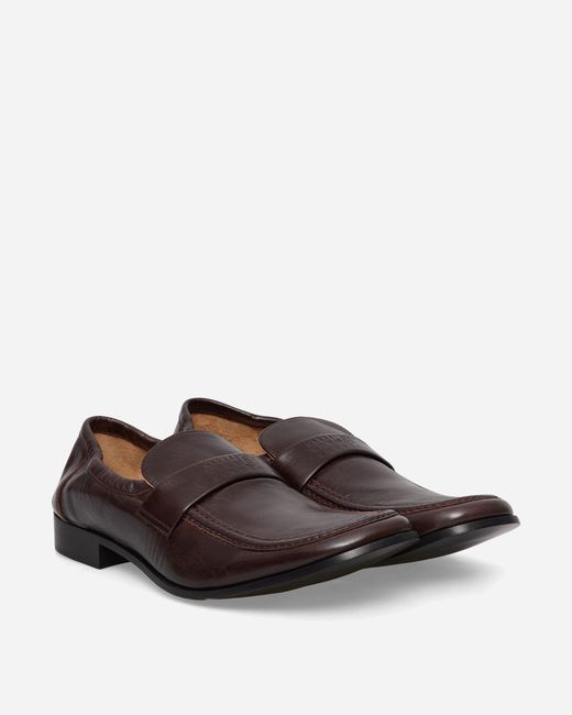 MM6 by Maison Margiela White Men S Swing-toe Leather Loafers Brown for men