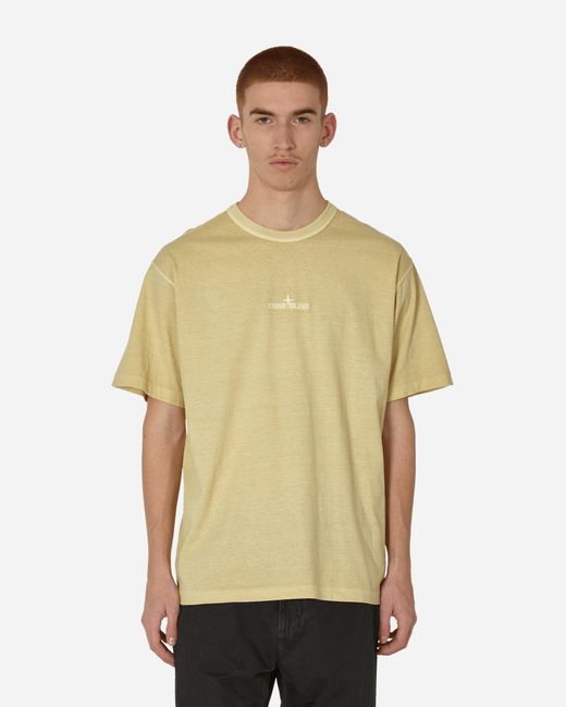 Stone Island Garment Dyed Embroidered Logo T-shirt Natural for men