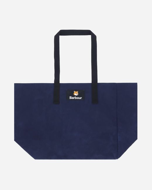 Barbour Blue Maison Kitsune Reversible Tote Bag Dark Navy for men