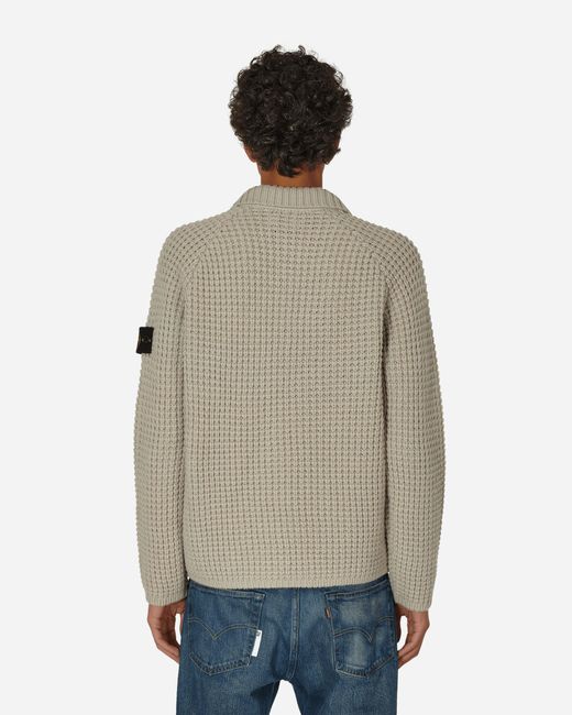 Stone Island Gray Wool Polo Sweater Plaster for men
