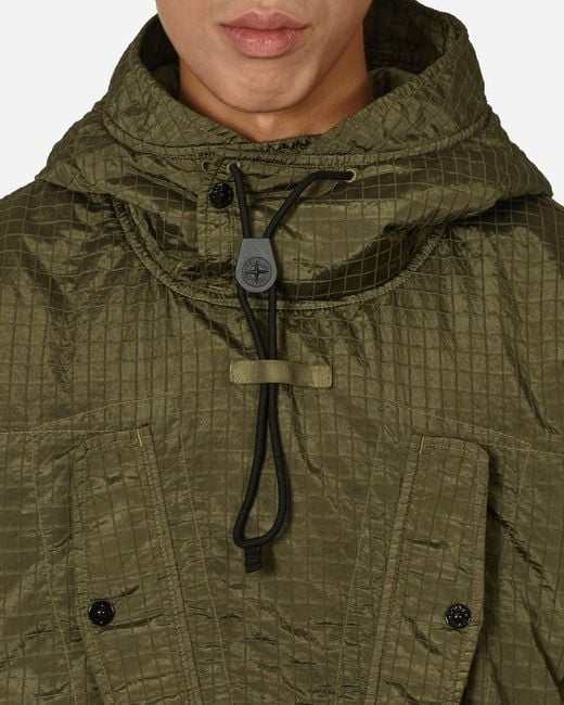 Stone Island Green Macro Ripstop Nylon Metal Anorak Jacket Olive for men