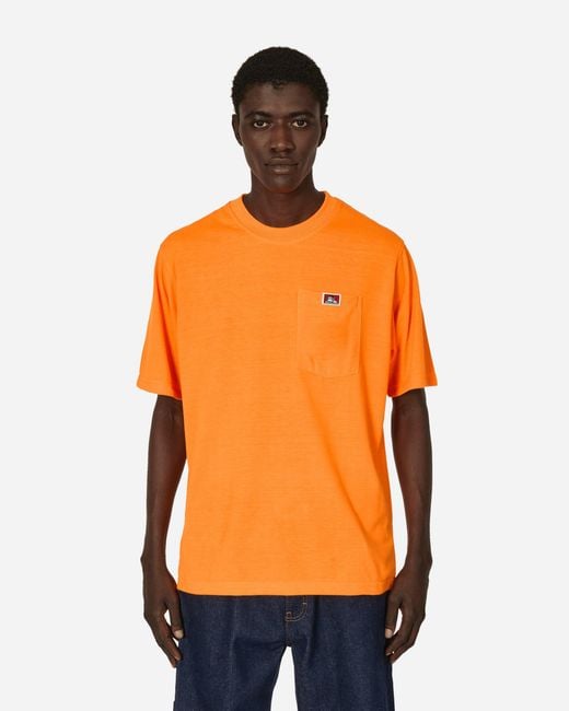 Ben Davis Work Clothes Orange Heavy Duty Classic Label Pocket T-Shirt for men