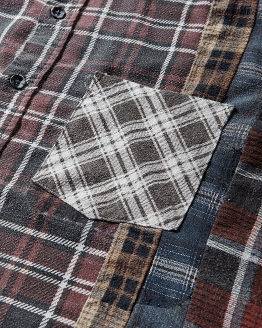 Needles Gray Men S 7 Cuts Wide Flannel Shirt for men
