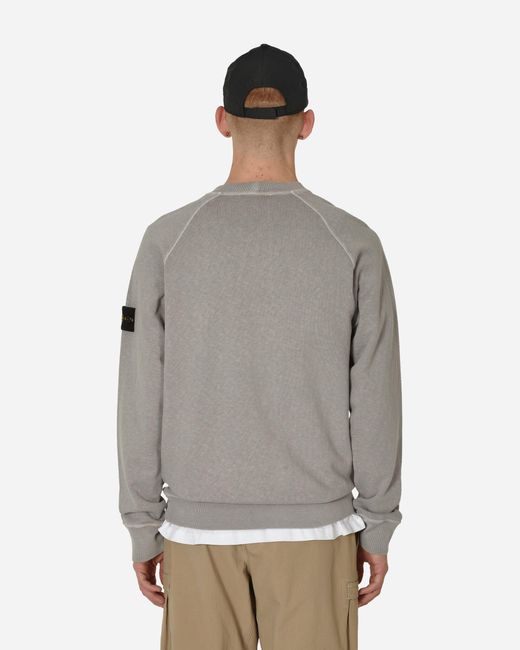 Stone Island Gray Garment Dyed Crewneck Sweatshirt Dust for men