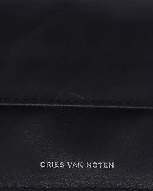 Dries Van Noten White Printed Leather Zip Wallet Ecru for men
