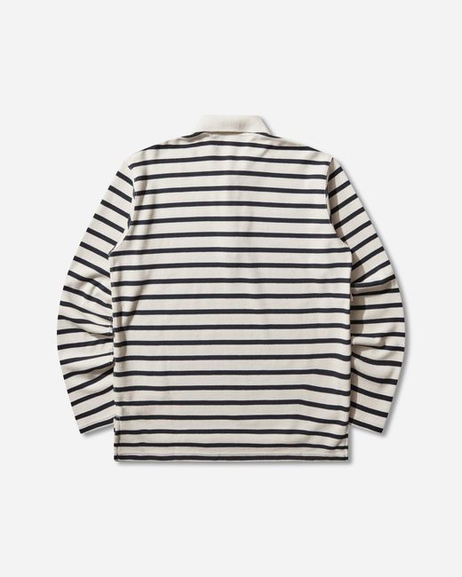 Junya Watanabe White Men S Striped Longsleeve Polo Natural / Navy for men