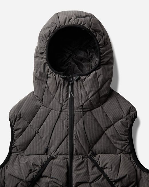 Roa Black Nuna 800 Fill Power Hooded Down Vest Graphite for men