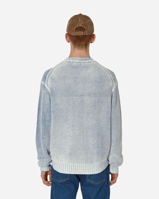Acne Blue Acid Print Crewneck Sweater Old / White for men