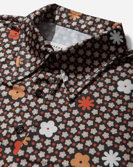 MM6 by Maison Margiela Brown Men S Floral Polo Shirt Black / Red for men