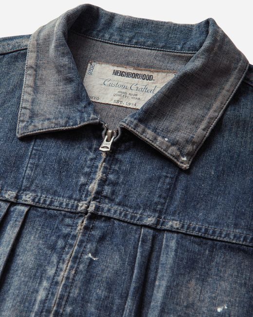 Neighborhood Men S Savage Lw Denim Zip Jacket Indigo in Blue for