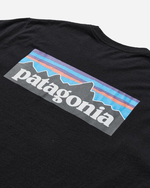 Patagonia Black P-6 Logo Responsibili T-Shirt for men