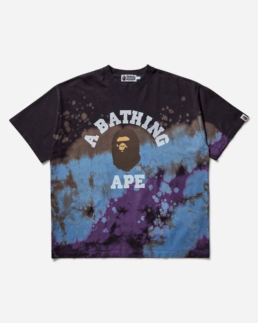 A Bathing Ape Blue Men S Tie-dye College T-shirt for men
