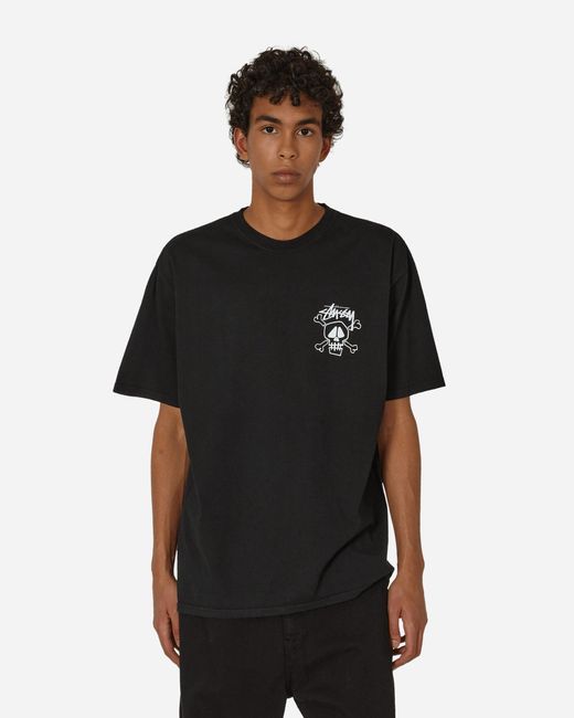 Stussy Black Skull And Bones Pigment Dyed T-shirt for men
