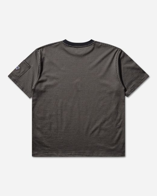 Needles Gray Men S Stripe Crewneck T-shirt Navy / Mocha for men