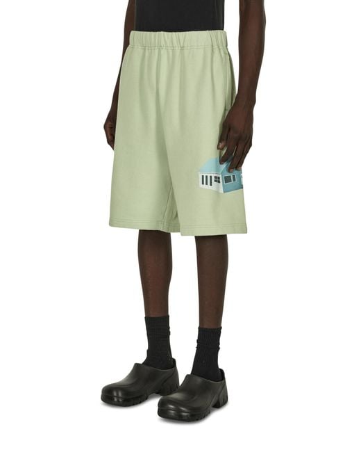 Undercover Green Cotton Sweatshorts for men