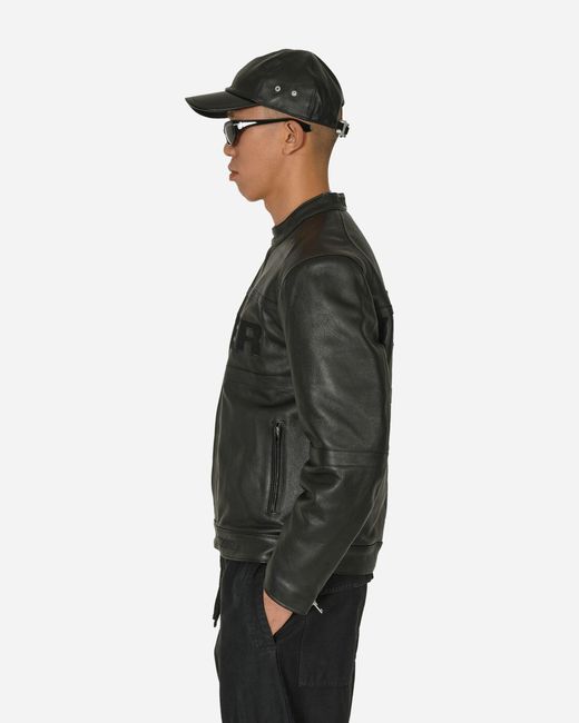 Iuter Black Logo Leather Jacket for men